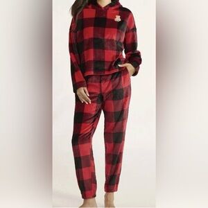 •JOYSPUN•NWT RED & BLACK BUFFALO PLAID PLUSH JOGGER PAJAMA PANTS SMALL (4-6)
